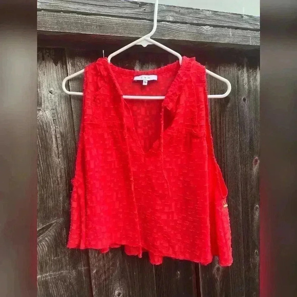 IRO Red Orange Ragnhild Textured Swing Tank Blouse - Picture 6 of 7